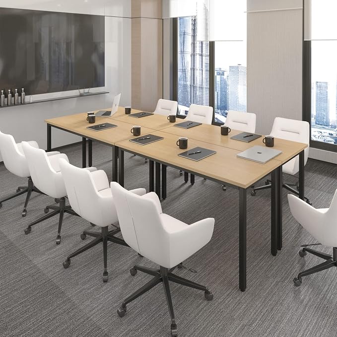 Bonzy Home Conference Tables 8ft Office Computer Desk for Meeting Room Study Writing Printer Podcast Table for 4-8 People Rustic Natural 2PCS 94.4"x23.6"x29.5"