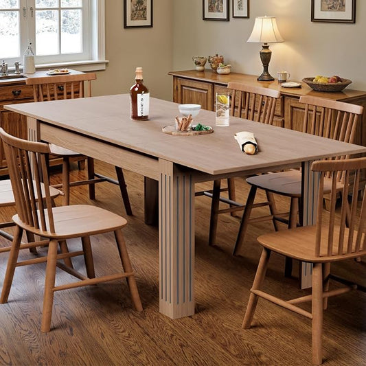 Sannwsg Extendable Table 54"-85", Extendable Dining Table for 4-8, Rectangular Kitchen Dining Table Space Saving, Farmhouse Dining Tables with 95" Runner