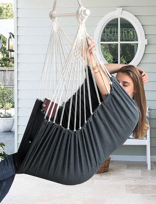 Chihee Hammock Chair Swing - Strong Metal, Collapsible, Portable, Max 500 lbs, Comfy Seat, Patio & Lawn, Cotton Blended, Indoor/Outdoor