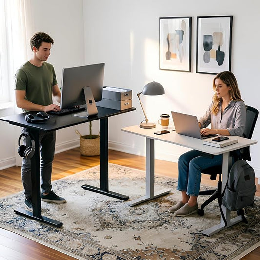 Electric Standing Desk,40x24 Inches Adjustable Height Stand up Desk, Sit Stand Home Office Desk with Splice Board, 3 Preset Heights,Equipped with Hooks,Ergonomic Computer Desk Workstation,Black
