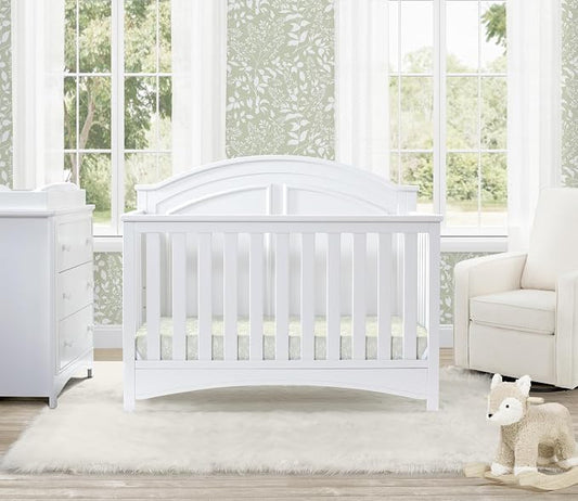 Delta Children Perry 6-in-1 Convertible Crib - Greenguard Gold Certified, Bianca White
