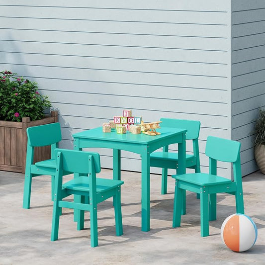 Costaelm Outdoor Kids Dining Chair Set of 2,Step Stool Toddler Chair, Turquoise