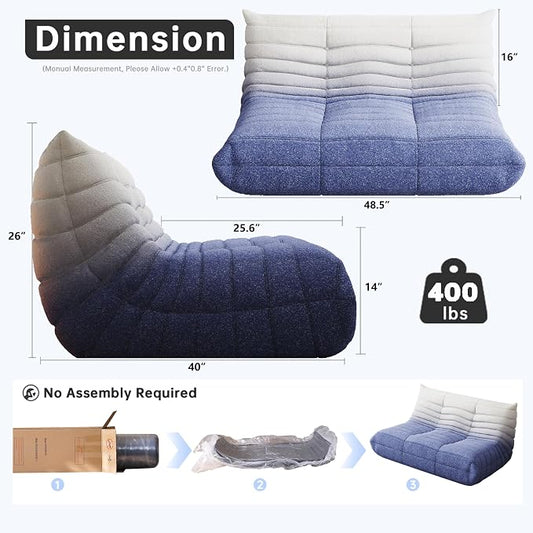 WHGBJA Bean Bag Chairs for Adults with Memory Foam Couch, Loveseat Sofa Chair for Bedroom, Living Room, Reading, Gaming Floor Sofa Couch, Boneless, Comfy
