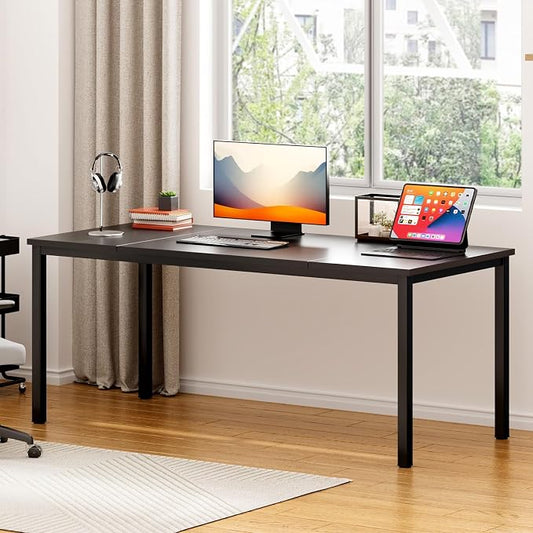 Computer Desk, 71 inches Desk & Workstations for Home Office, Writing Study Corner Desk, Modern Simple Style Laptop Table, Easy to Assemble, Black