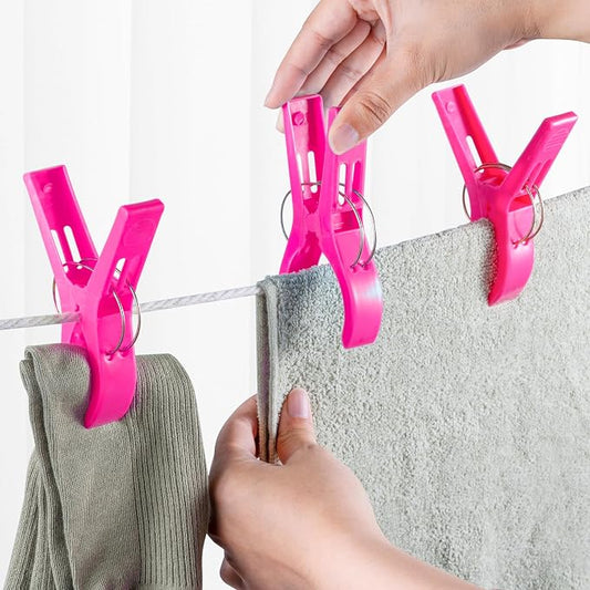 JABINCO Beach Towel Clips Chair Clips Towel Holder,Plastic Clothes Pegs Hanging Clip Clamps (Pack of 8)