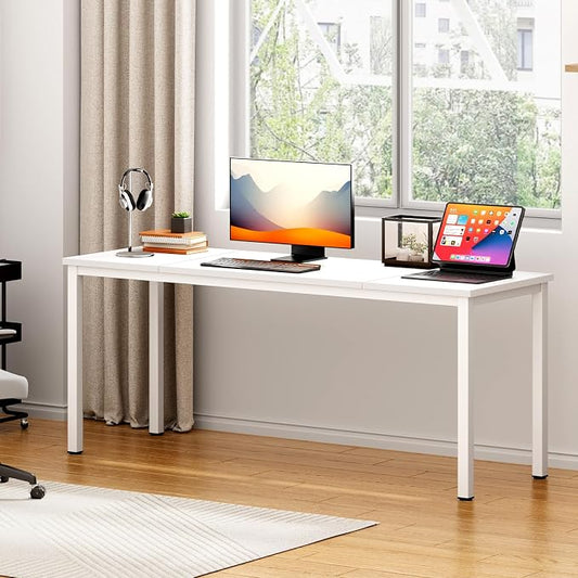 Computer Desk, 71 inches Desk & Workstations for Home Office, Writing Study Corner Desk, Modern Simple Style Laptop Table, Easy to Assemble, White
