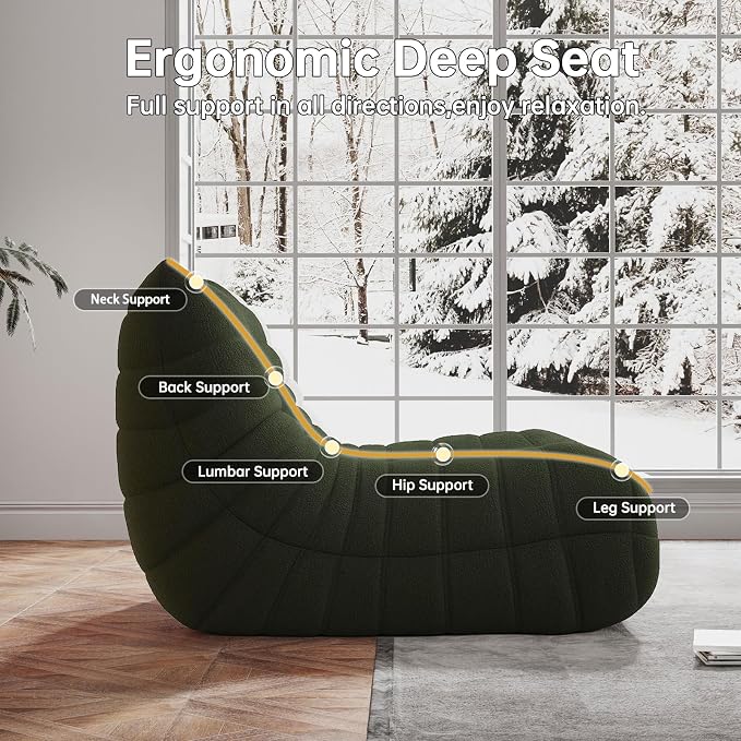 WHGBJA Bean Bag Chair for Adults with Memory Foam Couch, 3 Seater Bean Bag Sofa for Bedroom, Living Room, Reading, Gaming Floor Sofa Couch, Boneless, Comfy
