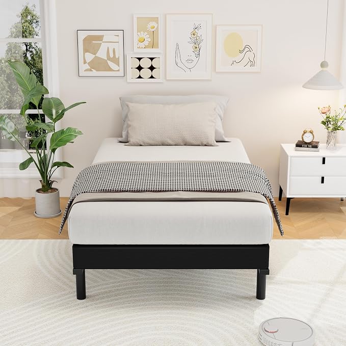 Awesofurni Twin Box Spring, 5 Inch Low Profile Twin Box Spring Only Bed Base, Heavy Duty Metal Frame Mattress Foundation with Fabric Cover, Easy Assembly-Noise Free