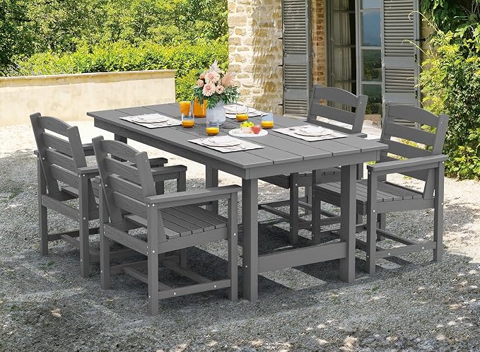 SERWALL Patio Dining Chair Set of 2, Gray