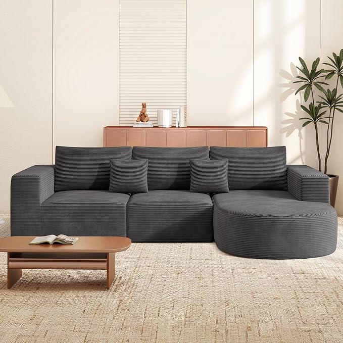 Boneless Couches for Living Room,Cloud Sectional Couch with L-Shape Chaise,Modern Modular Sofa with Deep Seat Upholstered Comfy Couches for Bedroom,No Assembly Required,1PCS