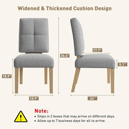 HOMRELEXA Wooden Dining Chairs Set of 6, Dining Room Chairs with Wood Legs, Cloud-Like Cushion & Reinforcement Structure Design for Kitchen/Living Room/Restaurant, Easy Assembly