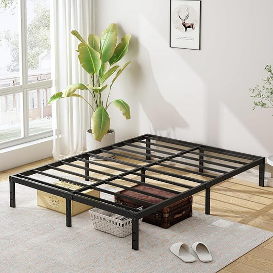 Cieemine 10 Inch King Size Bed Frame, Platform Metal Bed Frame King Heavy Duty Steel Slat Mattress Foundation, No Box Spring Needed, Easy Assembly, Noise-Free, Black