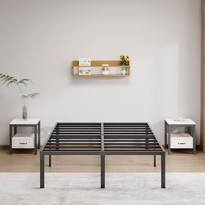 LUMUNANCE Metal Bed Frame Queen Size - 18 Inch Heavy-Duty Queen Platform Bed Frame No Box Spring Needed, Easy Assembly, Noise-Free, Sturdy Mattress Foundation, Underbed Storage Space