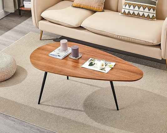 SAYGOER Mid Century Modern Coffee Table for Living Room Rustic Oval Coffee Table Small Retro Accent Sofa Center Table for Living Room,22.2" D x 42.5" W x 17.1" H, Walnut Oak | Mid Century Modern