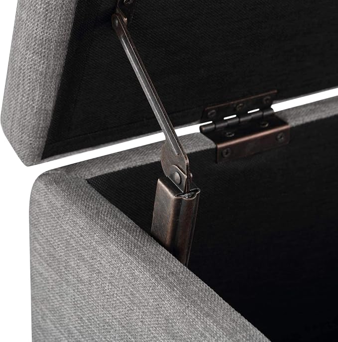 Amazon Basics Upholstered Rectangular Storage Ottoman Bench for Entryway, Living Room, Bedroom, Light Gray, 35.5"W x 16.5"D x 17"H, No Assembly Required