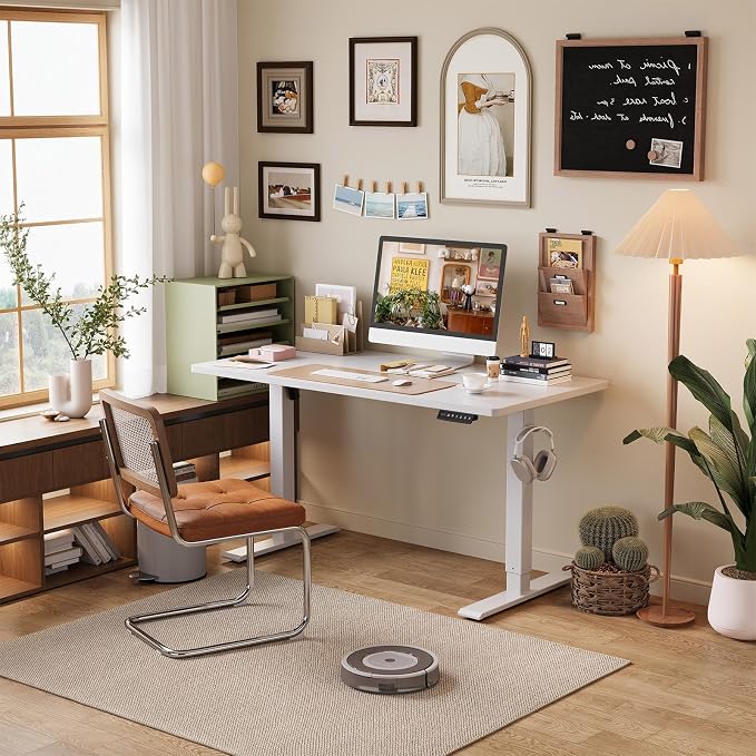 Whole Piece Standing Desk with Wheels Adjustable Height- Mobile Stand up Desk with Lockable Casters, Portable Sit Stand Desks Electric for Home & Office Workstation