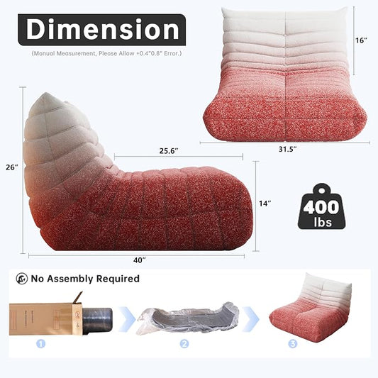 WHGBJA Bean Bag Chair for Adults, Lazy Bean Bag Sofa for Bedroom, Living Room, Reading, Gaming Floor Sofa Chair, Boneless, Comfy
