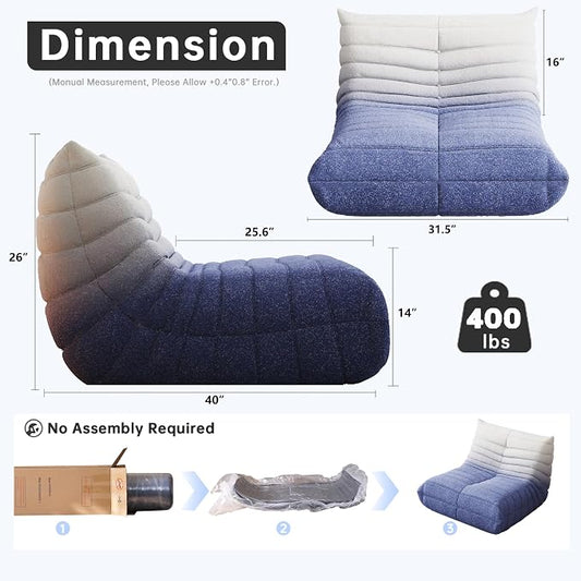 WHGBJA Bean Bag Chair for Adults, Lazy Bean Bag Sofa for Bedroom, Living Room, Reading, Gaming Floor Sofa Chair, Boneless, Comfy