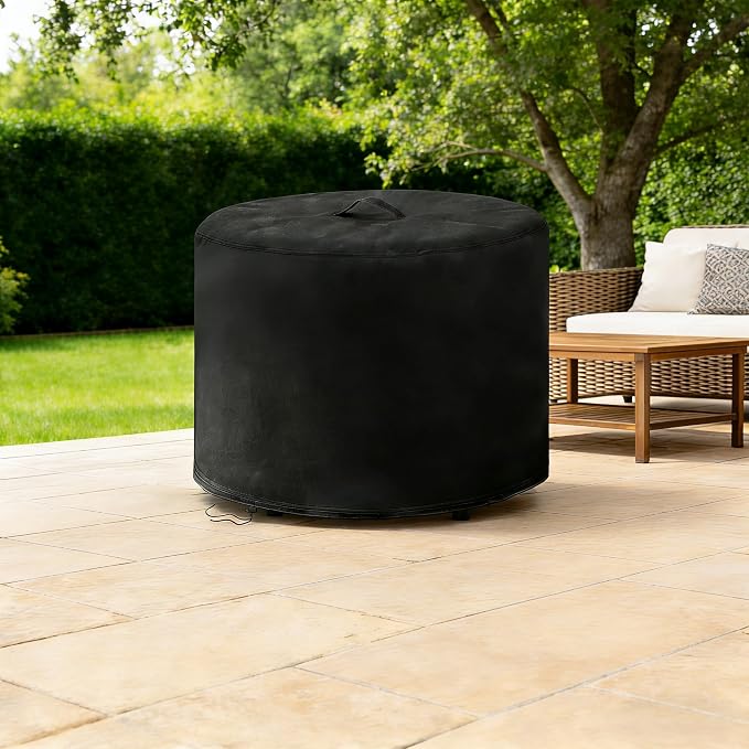 POMER Fire Pit Cover,30inch Round Fire Pit Cover for BALI OUTDOORS Gas Firepit Table Waterproof Propane Gas Fire Pit Column Cover - 30" D x 25" H