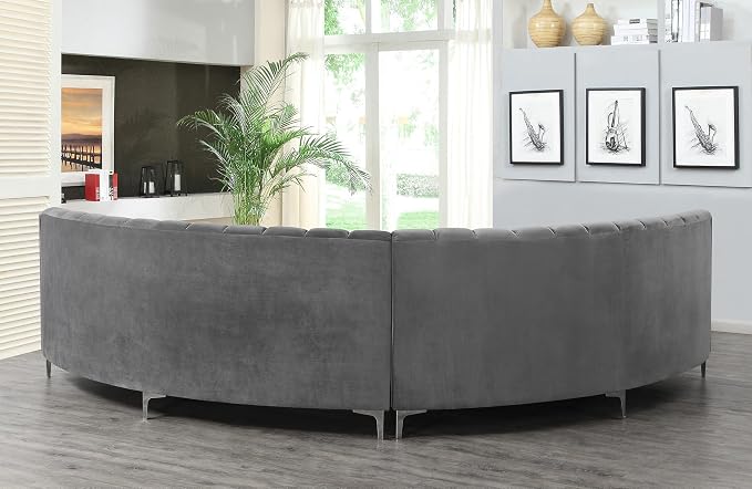 Legend Vansen Semicircle Modular Curved Velvet Sectional Sofa,141.34”Oversized Arc Sofa,Modern Cloud-Like Deep Seat Couch for Living Room Apartment Office Conference Space (2, Grey)