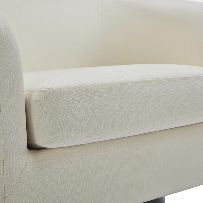 Swivel Barrel Accent Chairs Set of 2, Fabric Upholstered Armchair for Living Room, Beige