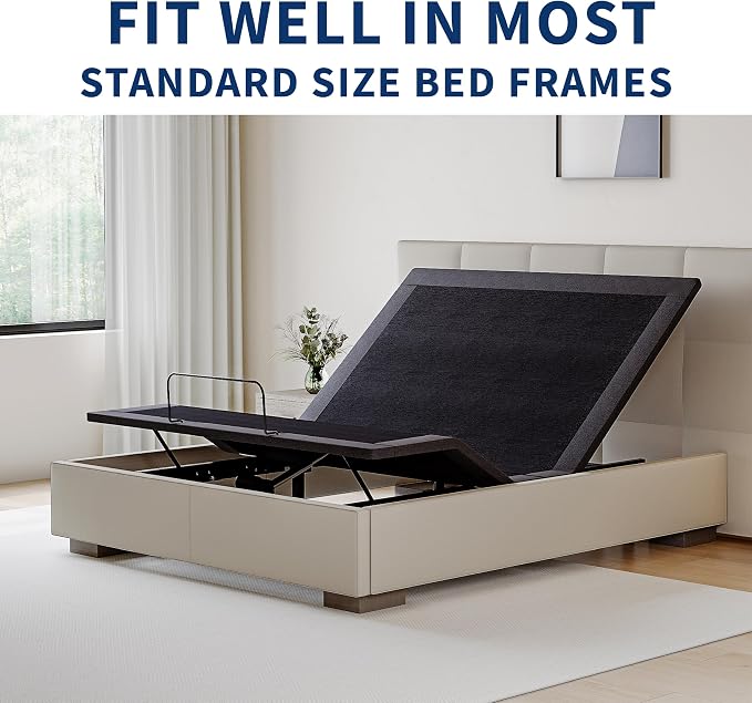 Dyonery Full Adjustable Bed Base Frame,Electric Bed with Head and Foot Incline, Soft Cover & Zero Gravity & Wireless Remote with Backlight, 75"×54"×12",Black