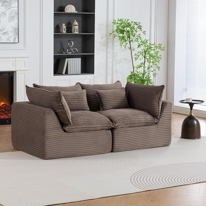Boneless Couch Sectional Sofas Cloud Couches for Living Room | 74.8'' Modern Modular Cloud Sofa with Pillows for Bedroom