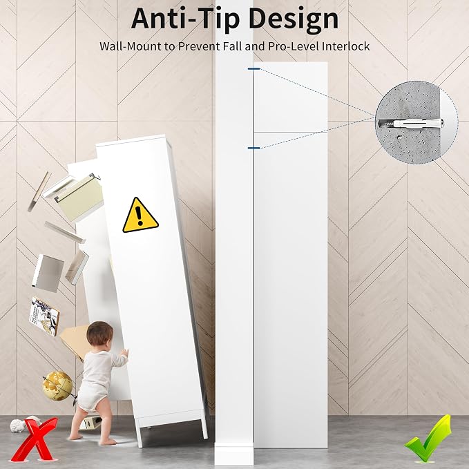 86" Tall Metal Kitchen Pantry Storage Cabinet with Doors and 4 Adjustable Shelves, Extra Large Heavy Duty Steel Storage Cabinet for Kitchen, Garage, Living Room, Pantry Cupboard, White (2 Packages)
