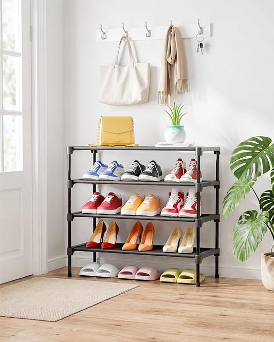 Kitsure Shoe Rack - Non-Woven Shoe Rack Shelf, Shoe Organizer for Closet, Entryway, Garage & Corridor, Stackable Shoe Shelves, X-Large, Black