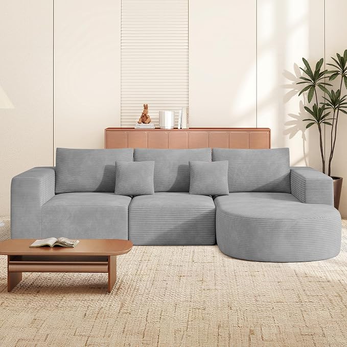 Boneless Couches for Living Room,Cloud Sectional Couch with L-Shape Chaise,Modern Modular Sofa with Deep Seat Upholstered Comfy Couches for Bedroom,No Assembly Required,1PCS