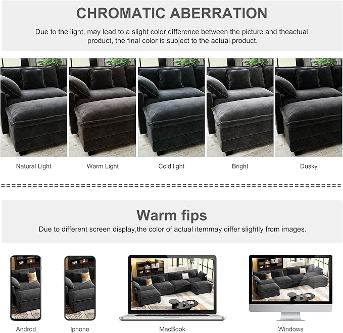 146" Cloud Couch Sectional, U Shaped Modular Sectional Sofa, 4-Seat Deep Seat Couch with 6 Removable Washable Pillows and 2 Ottoman for Living Room, Bedroom, Apartment, Black