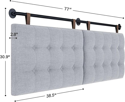 Headboard for King Size Bed, Wall Mounted Headboard with Fine Linen Upholstery and Button Tufting, Adjustable Heigh Head Board for Bedroom (Grey, King)