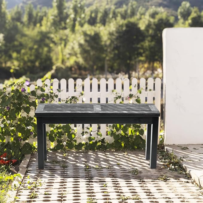 VINGLI Outdoor Wooden Bench, 40” Porch Bench Outdoor Backless Garden Bench, Small Outdoor Bench for Deck Patio Entryway (Black, 40in)