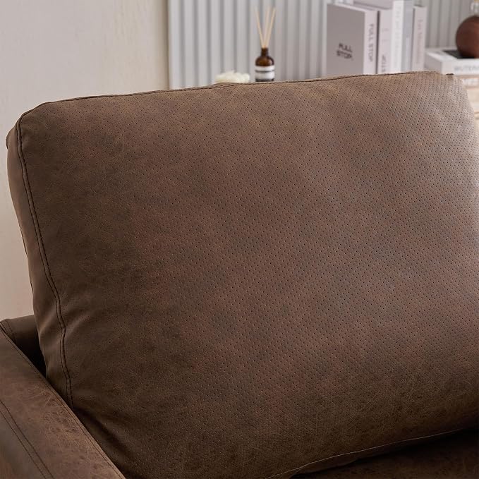 Swivel Accent Chair, 360 Degree Square Swivel Chair for Living Room, Mid Century Modern Upholstered Barrel Chair,Comfy Sofa Armchairs for Bedroom,Nursery,PU Leather, Coffee