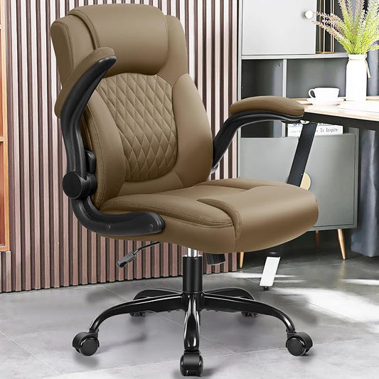 Leather Office Chair, PU Home Computer Desk Chairs with Ergonomic Back Support, 360°Swivel Free,Small Gaming Chair with Wheels and Adjustable Armrests, for Short People Use