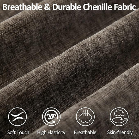 33.5'' Cloud Ottoman for Modular Sofa, Comfy Chenille Upholstered Footrest with Memory Foam, Fully Compressed Packaging, Oversized Ottoman Bench for Living Room or Small Space, Brown