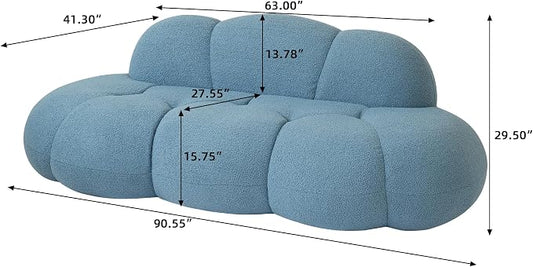 JACH 3 Seater Cloud Sofa for Living Room, Modern Sherpa Upholstered Couch, Minimalist Leisure Sofa, Comfy Cloud Couch for Apartment, Small Space, No Assembly Required (Blue)