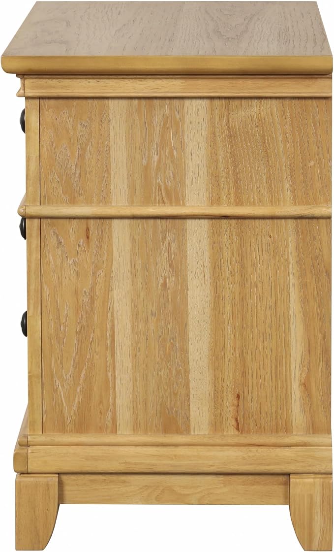 Furniture of America Yardley Farmhouse Solid Wood 3-Piece Bedroom Collection with Panel Bed and Nightstands Set of 2, Box Spring Required for Bedroom, Guess Room, Full, Natural Oak