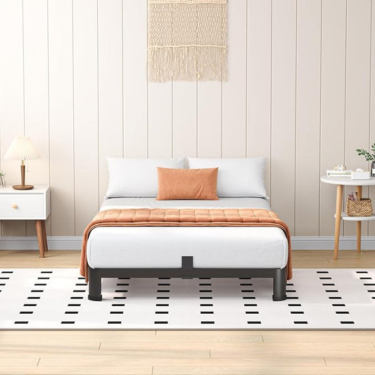 VIPSHOW 4 Inch Twin Heavy Duty 3500 lbs Bed Frame with Round-Corner Legs & Anti-Squeak Design – Quick Assembly Metal Platform, No Box Spring Needed
