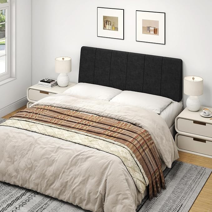 Full Size Headboard Only-No Assembly, Upholstered Headboard Full Size Linen Fabric Modern Style Headboards Extra-Thick, Black
