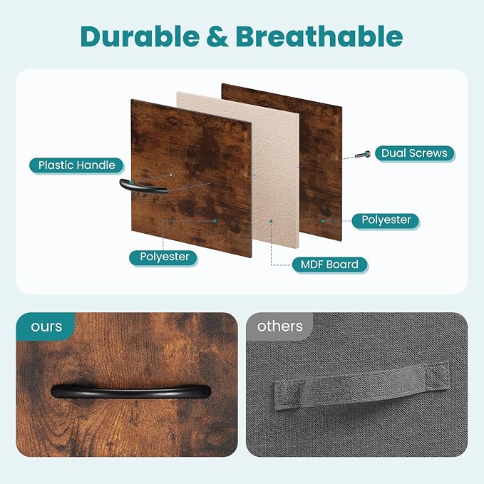 OLIXIS 7 Drawer Dresser for Bedroom, Wide Fabric Storage Tower with Wooden Top and Metal Frame, Closet Chest Organizer Furniture, TV Stand for Living Room Hallway, Rust Brown