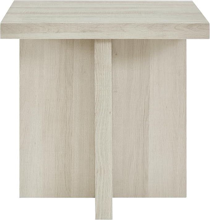 Roundhill Furniture Mchome Square End Table, Nightstand, White Finish