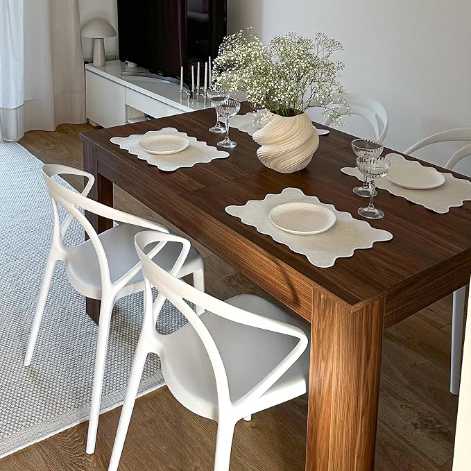 Mobili Fiver, Easy, Extendable Dining Table, 55.1(86.6) x35.4 in, Walnut, for 6-8 People, Expandable Dining Table for Kitchen, Italian Furniture