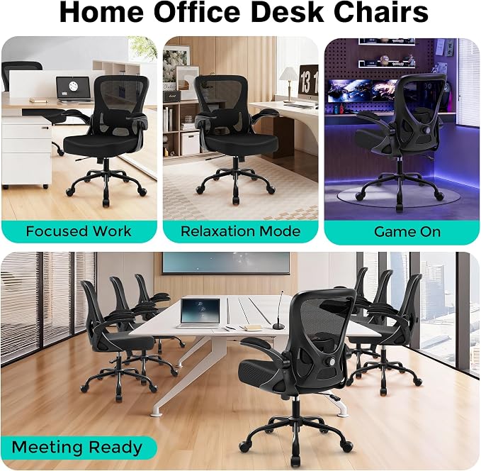 AreShark Office Chair - Ergonomic Breathable Mesh Desk Chair with Adjustable Lumbar Support and Flip-up Armrests - Executive High Back Rolling Swivel Comfortable Computer Gaming Chair for Home Office