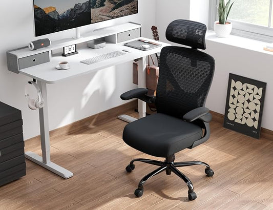 Ergonomic Office Chair - X-Shaped Computer Desk Chair Comfy, Gaming Chair, Office Chair with Lumbar Support, Mesh Office Chairs with Headrests, Desk Chair for Long Hours, Black Silver, Pack of 6