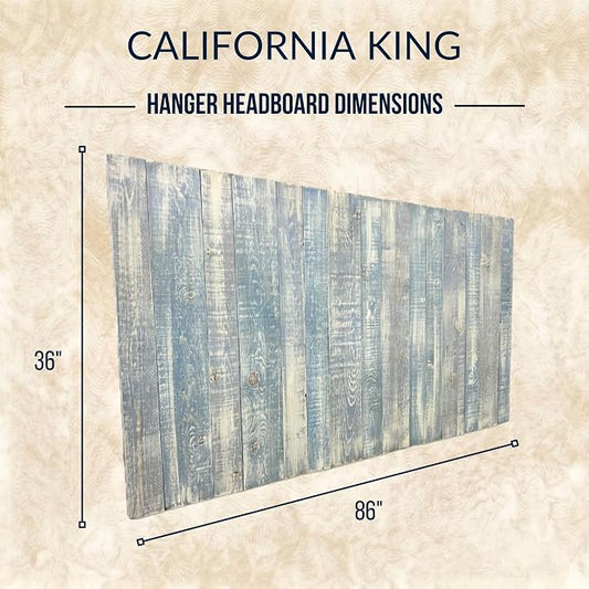 Barn Walls California King Wood Headboard - Blue Powderwash Farmhouse Design - Wall Mounted Floating Headboard for California King Bed - Handcrafted Solid Wood - Easy No-Drill Installation