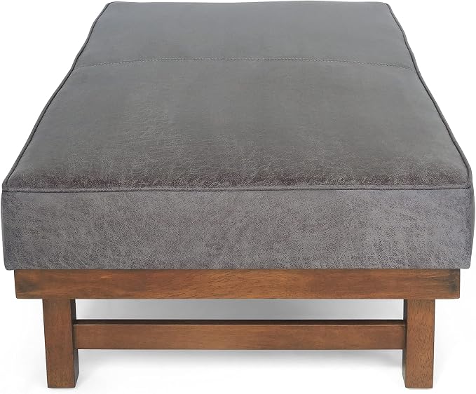 Christopher Knight Home Hillman Cocktail Ottoman, Slate + Walnut