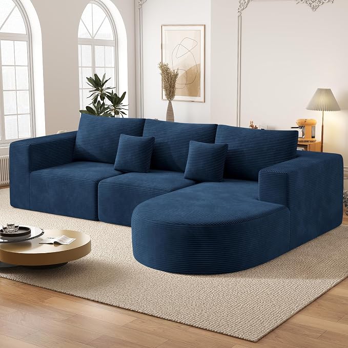 Boneless Couches for Living Room,Cloud Sectional Couch with L-Shape Chaise,Modern Modular Sofa with Deep Seat Upholstered Comfy Couches for Bedroom,No Assembly Required,1PCS