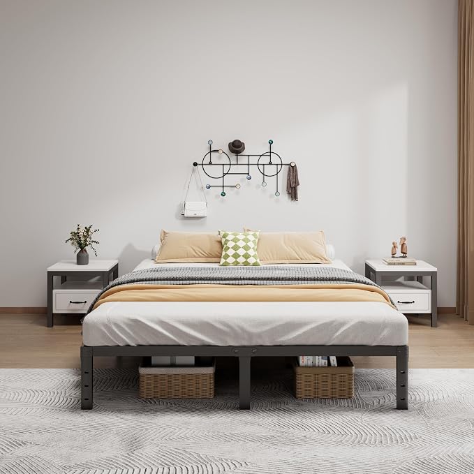 LUMUNANCE Metal Bed Frame King Size - 12 Inch Heavy-Duty King Platform Bed Frame No Box Spring Needed, Easy Assembly, Noise-Free, Sturdy Mattress Foundation, Underbed Storage Space