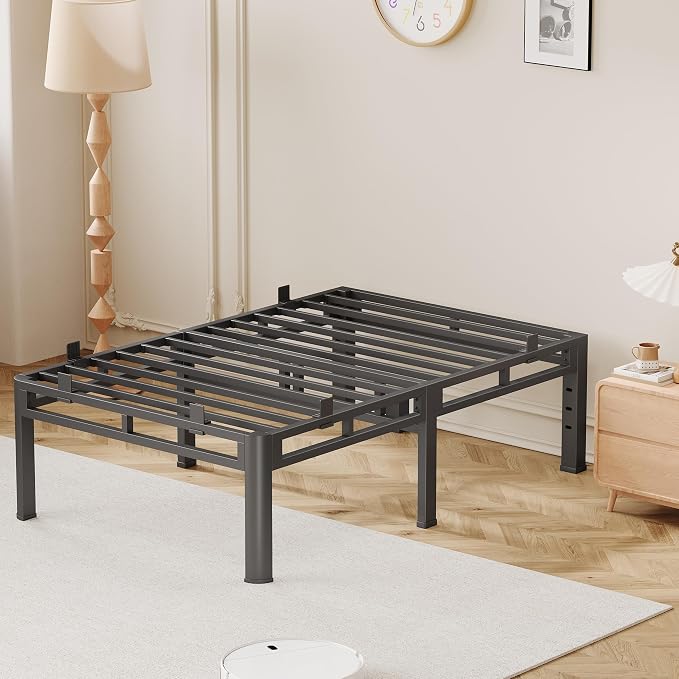 22 Inch Bed Frames Twin, Double Layer Heavy Duty Metal Platform Bedframe, Bed Frames with Headboard Holes, Round Corner Legs, No Box Spring Needed, Easy Assembly